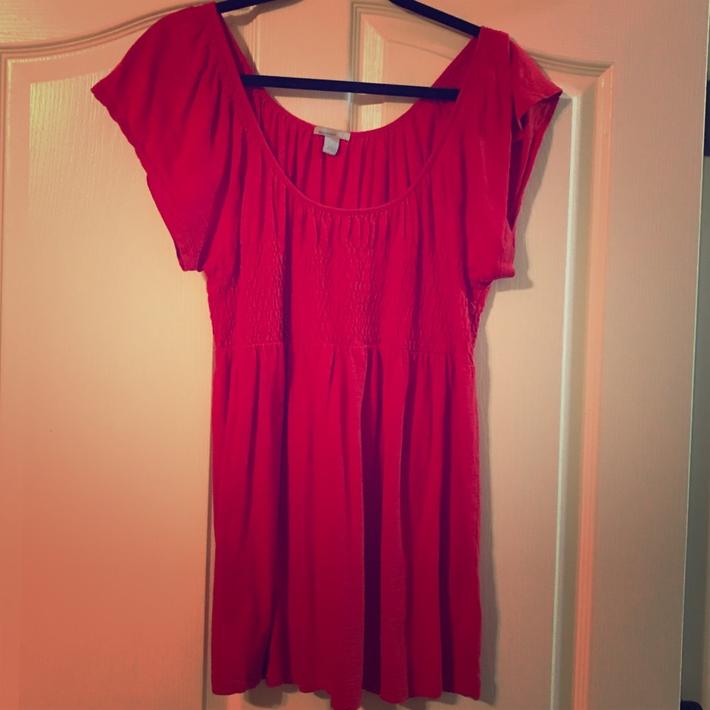 Coral/Bright Red scrunch top